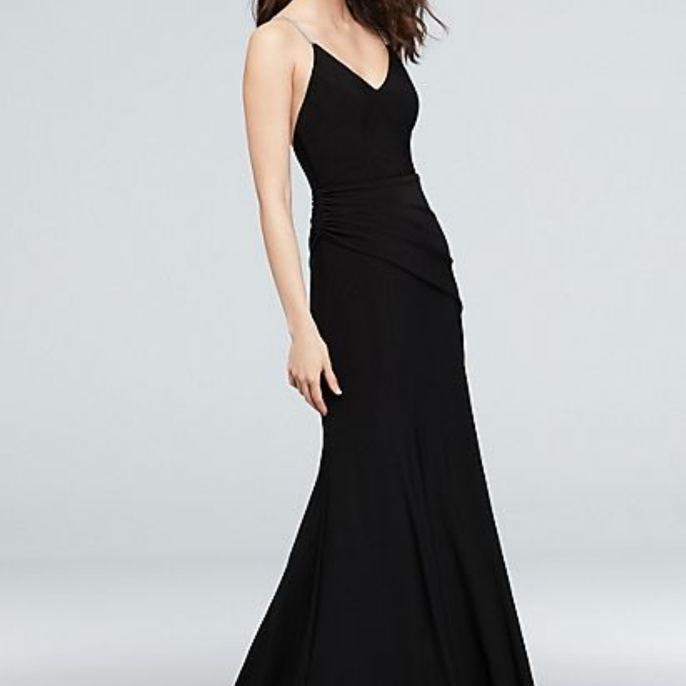 Black V-Neck Dress with Crystal Straps size 6